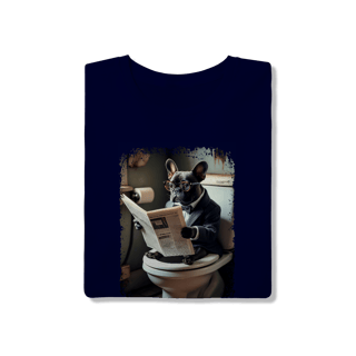 Nome do produto Camiseta Bulldog Francês no Trono Lendo Jornal