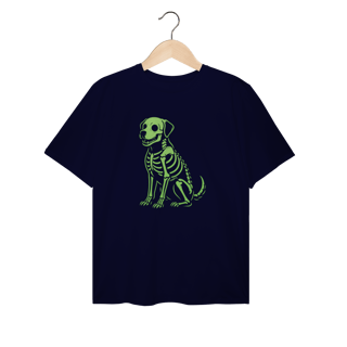 Nome do produto Camiseta Plus Size Cachorro Esqueleto Neon