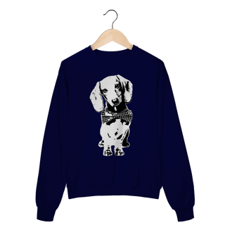 Nome do produto Moletom Blusão Dachshund de Gravatinha em Preto e Branco