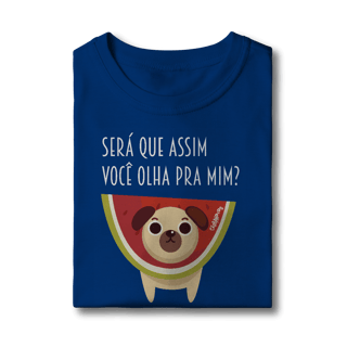 Nome do produto Camiseta Infantil Cachorro Melancia - Será Que Assim Você Olha Pra Mim?