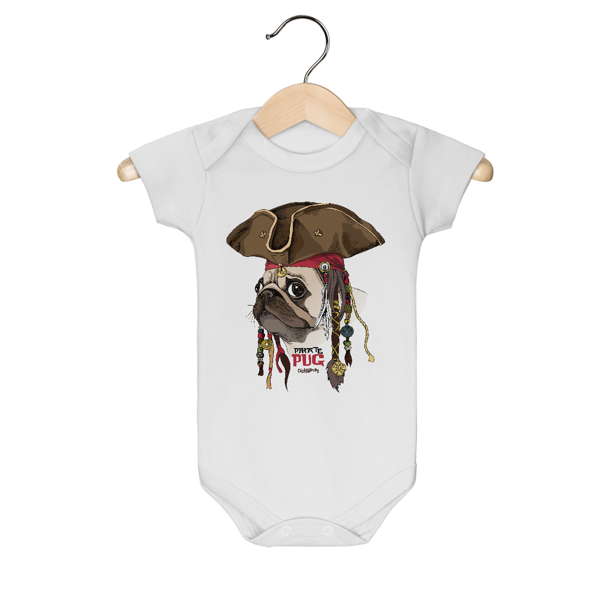 Nome do produto: Body Bebê Pug Pirata
