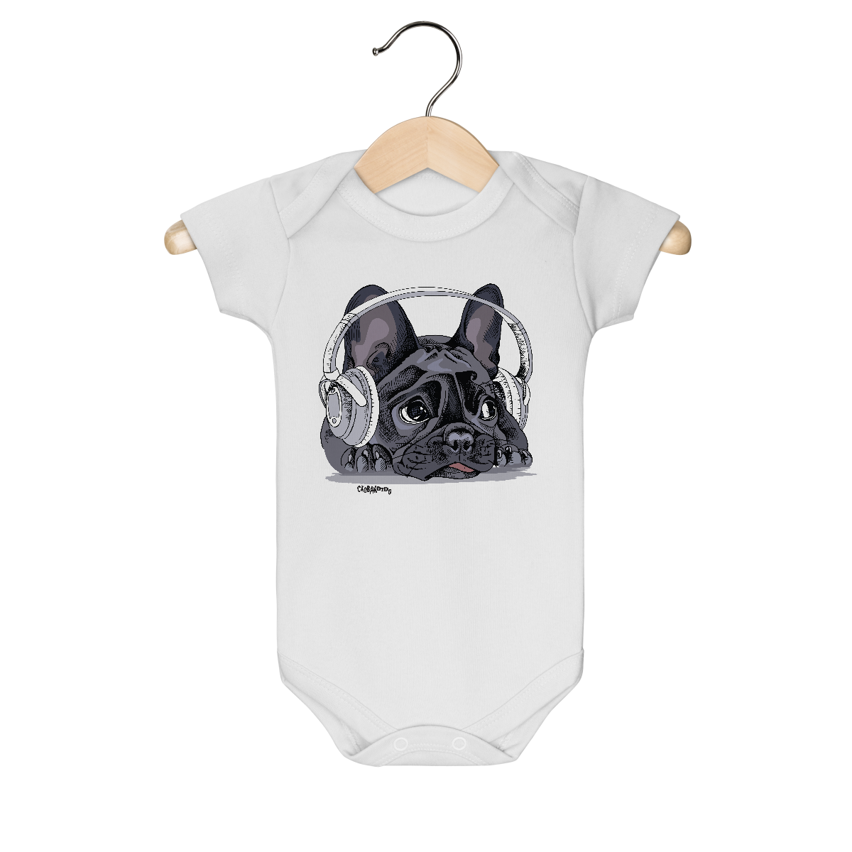 Nome do produto: Body Bebê Bulldog Francês Ouvindo Música
