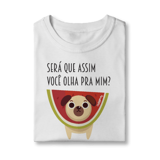Nome do produto Camiseta Infantil Cachorro Melancia - Será Que Assim Você Olha Pra Mim?