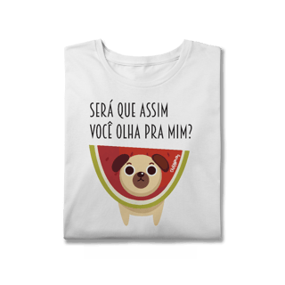 Nome do produto Camiseta Plus Size Cachorro Melancia - Será Que Assim Você Olha Pra Mim?