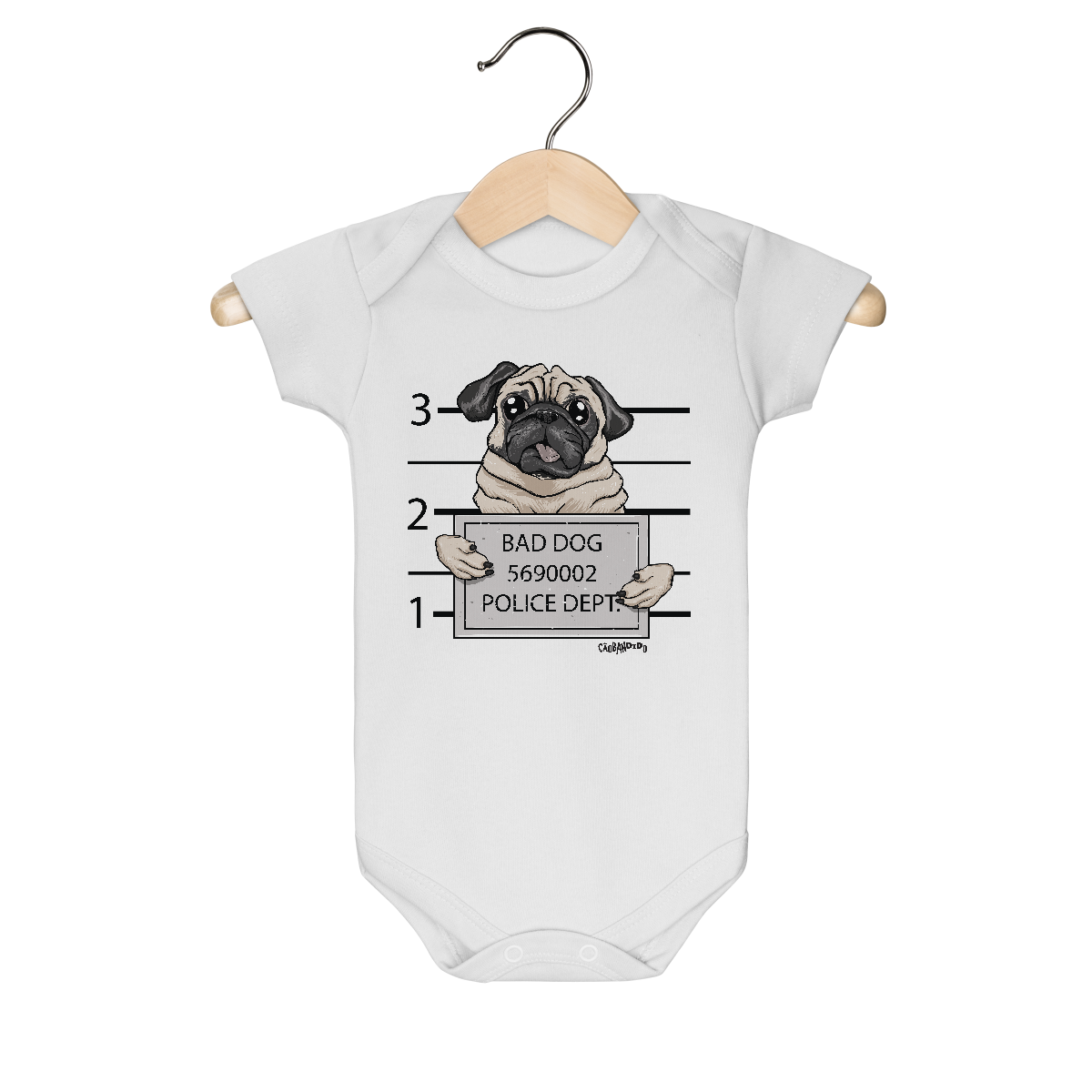 Nome do produto: Body Bebê Pug Bad Dog