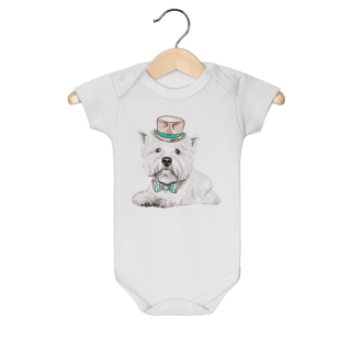 Nome do produto Body Bebê West Terrier de Gravata e Chapéu