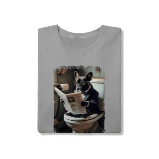 Nome do produto Camiseta Bulldog Francês no Trono Lendo Jornal