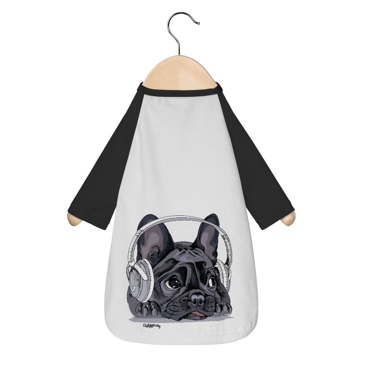 Nome do produto: Camiseta para Cachorro - Bulldog Francês Ouvindo Música