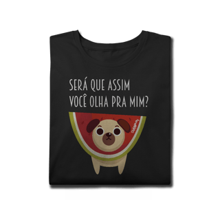 Nome do produto Camiseta Plus Size Cachorro Melancia - Será Que Assim Você Olha Pra Mim?