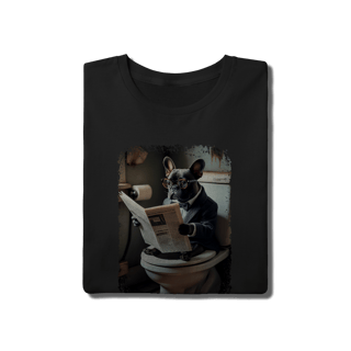 Nome do produto Camiseta Bulldog Francês no Trono Lendo Jornal