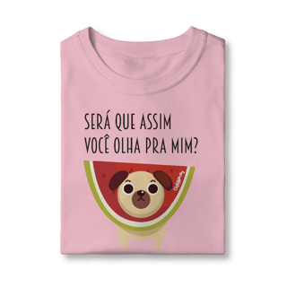 Nome do produto Camiseta Infantil Cachorro Melancia - Será Que Assim Você Olha Pra Mim?