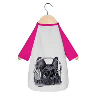 Nome do produto Camiseta para Cachorro - Bulldog Francês Ouvindo Música