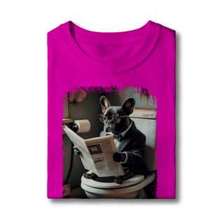 Nome do produto Camiseta Infantil Bulldog Francês no Trono Lendo Jornal
