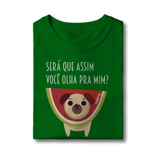 Nome do produto Camiseta Infantil Cachorro Melancia - Será Que Assim Você Olha Pra Mim?