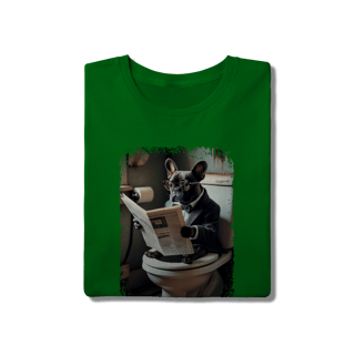 Nome do produto Camiseta Bulldog Francês no Trono Lendo Jornal