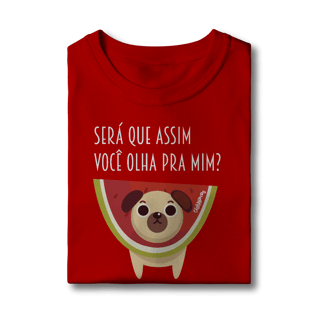 Nome do produto Camiseta Infantil Cachorro Melancia - Será Que Assim Você Olha Pra Mim?