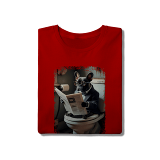 Nome do produto Camiseta Bulldog Francês no Trono Lendo Jornal
