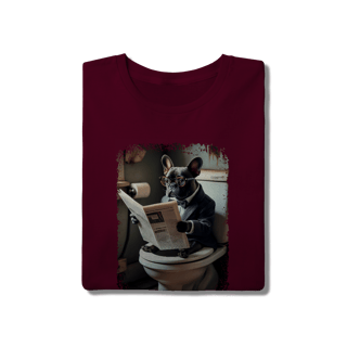 Nome do produto Camiseta Bulldog Francês no Trono Lendo Jornal
