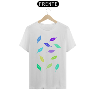 Nome do produto camisa azul com estampa de varias folhas