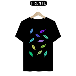 Nome do produto camisa azul com estampa de varias folhas