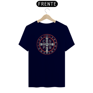 Nome do produto Camiseta Clássica Medalha de São Bento Laranja Cinza