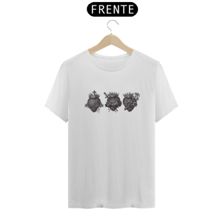 Nome do produto Camiseta Basic Sagrado Coração de Jesus, Virgem Maria e São José Cinza e Preto