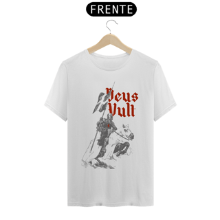 Nome do produto Camiseta Clássica Deus Vult Cinza e Vermelho