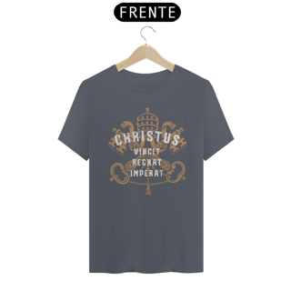 Nome do produto Camiseta Basic Cristo Vence, Reina, Governa Branco e Dourado