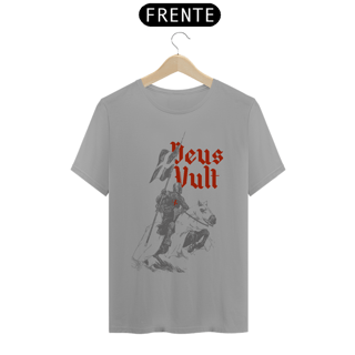 Nome do produto Camiseta Clássica Deus Vult Cinza e Vermelho