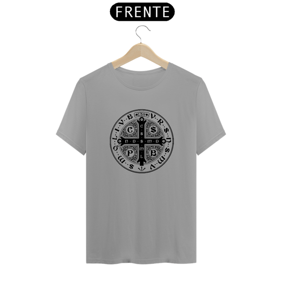 Camiseta Clássica Medalha de São Bento Traços Preto