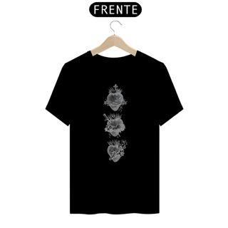 Nome do produto Camiseta Basic Sagrado Coração de Jesus, Virgem Maria e São José Vertical