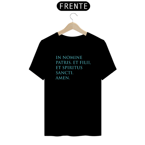 Camiseta Clássica Sinal da Cruz Escrita Azul