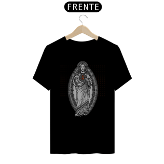 Camiseta Clássica Sagrado Coração de Jesus Cinza e Vermelha