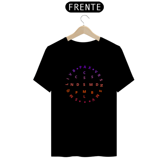 Camiseta Clássica Medalha de São Bento Letras Color
