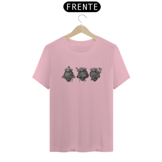Nome do produto Camiseta Basic Sagrado Coração de Jesus, Virgem Maria e São José Cinza e Preto