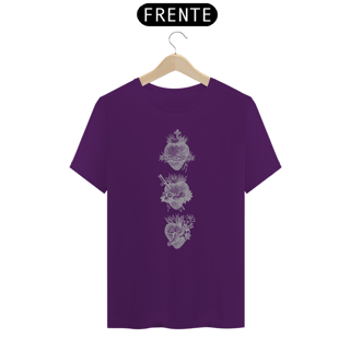 Nome do produto Camiseta Basic Sagrado Coração de Jesus, Virgem Maria e São José Vertical