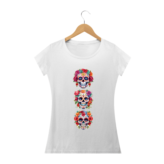 Camiseta Personalizada Feminina Estampa CAVEIRAS MEXICANAS 3V