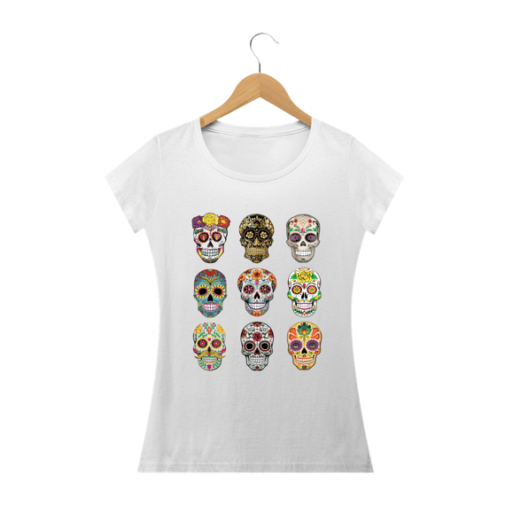 Camiseta Personalizada Feminina Estampa CAVEIRAS MEXICANAS 6V