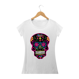 Nome do produto Camiseta Personalizada Feminina Estampa CAVEIRA MEXICANA Preta