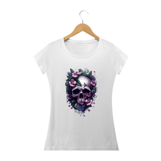 Nome do produto CAVEIRA FLORES MAGENTA - Camiseta Personalizada com Estampa de Caveira