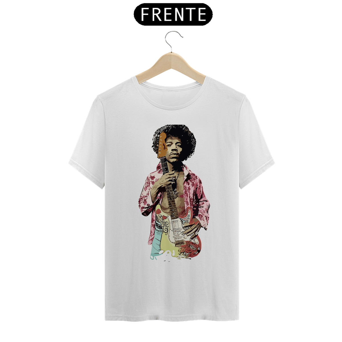 Nome do produto: JIMY HENDRIX HOLDING GUITAR - Camiseta Personalizada com Estampa de Banda