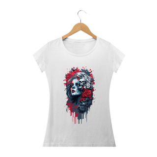 MEXICANA CAVEIRAS E FLORES - Camiseta Personalizada com Estampa Caveira