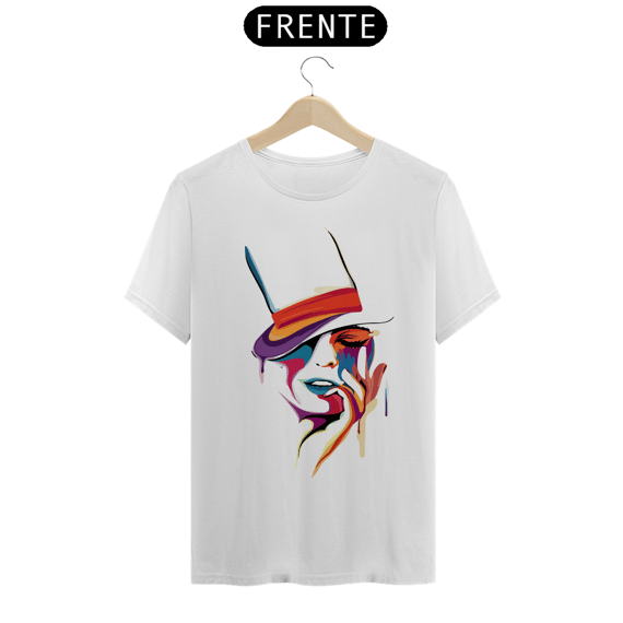 ROSTO FEMININO DE CARTOLA - Camiseta Personalizada com Estampa Pop Art