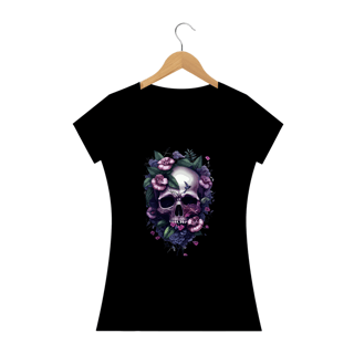 CAVEIRA FLORES MAGENTA - Camiseta Personalizada com Estampa de Caveira