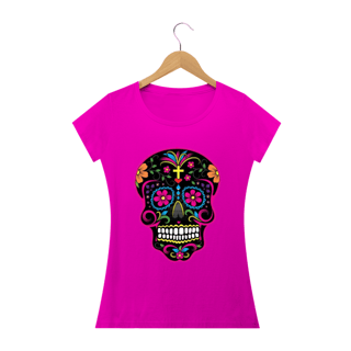 Nome do produto Camiseta Personalizada Feminina Estampa CAVEIRA MEXICANA Preta
