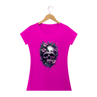Nome do produto CAVEIRA FLORES MAGENTA - Camiseta Personalizada com Estampa de Caveira