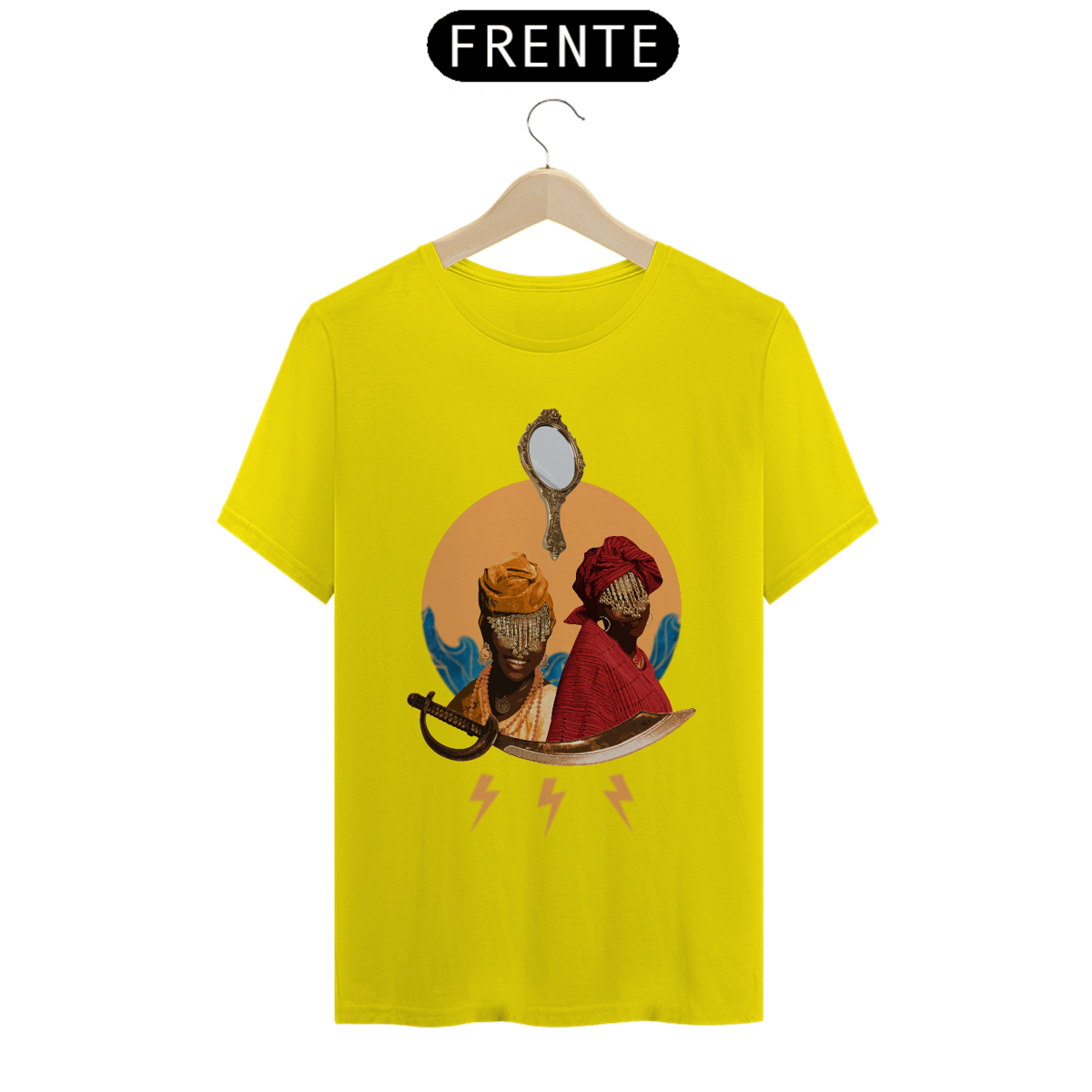 Nome do produto: Camiseta Unissex Oxum e Iansã - By Ziggy Artes 100% Algodão Fio 30.1 Malha Fria Gola Ribana Costura Reforçada