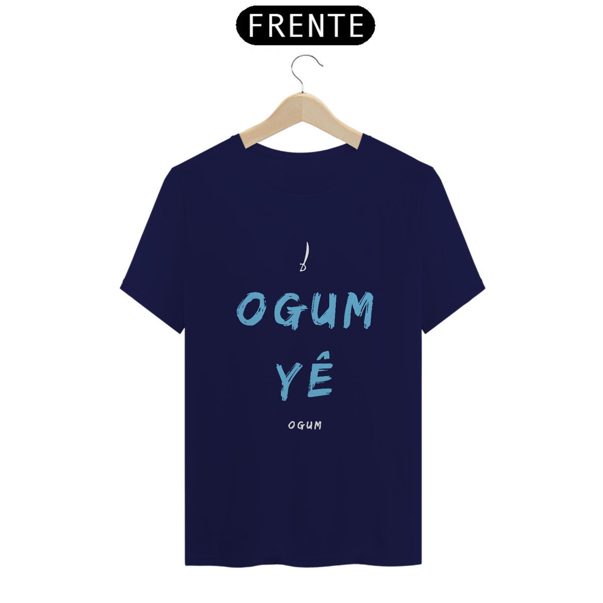 Nome do produto: Camiseta Masculina Saudação Ògún-  Ògún Yè 100% Algodão Fio 24.1, 145g costura simples e gola ribana