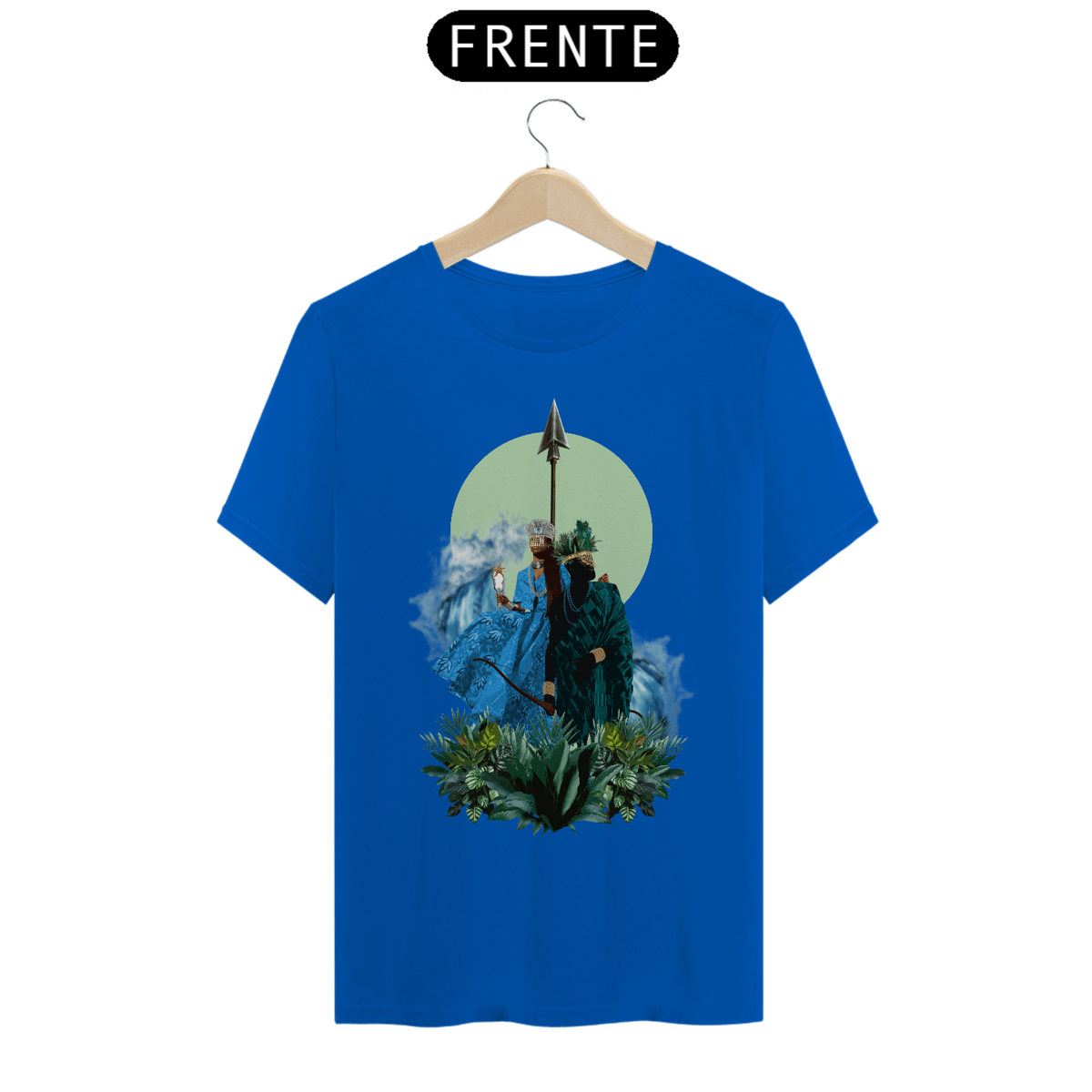 Nome do produto: Camiseta Unissex Yemanjá e Oxóssi - By Ziggy Artes 100% Algodão Fio 30.1 Malha Fria Gola Ribana Costura Reforçada 3X Sem Juros 