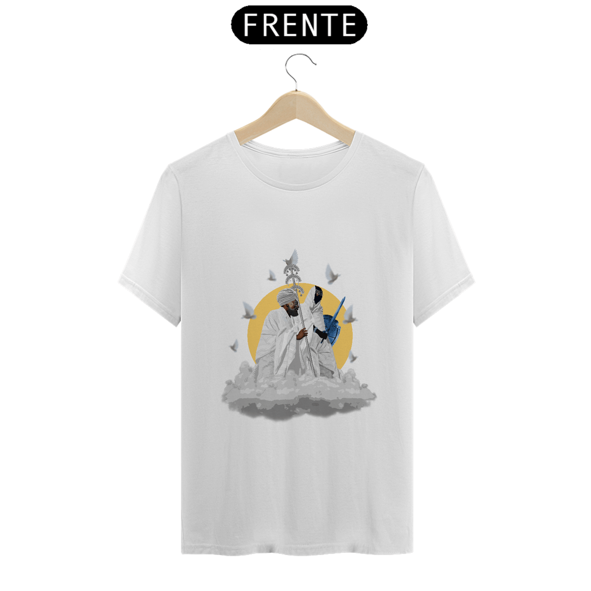 Nome do produto: Camiseta Unissex Oxalá e Oxaguiãn - By Ziggy Artes 100% Algodão Fio 30.1 Malha Fria Gola Ribana Costura Reforçada 3X Sem Juros